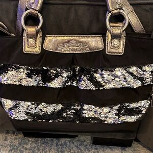 My Flat in London Black Tote with Silver Sequins